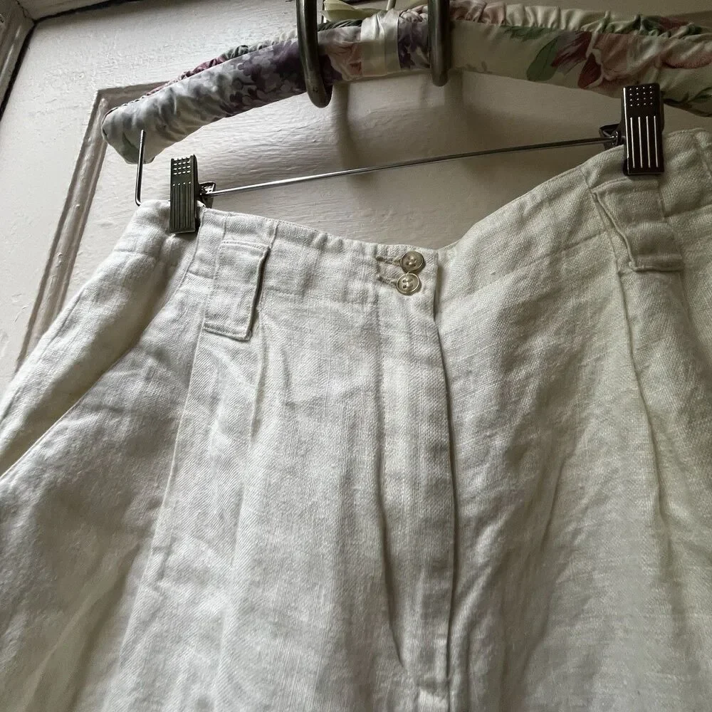 Vintage ILGWU Linen Pants Wide Leg 8 Cream Wide Leg Coastal Casual Office Summer